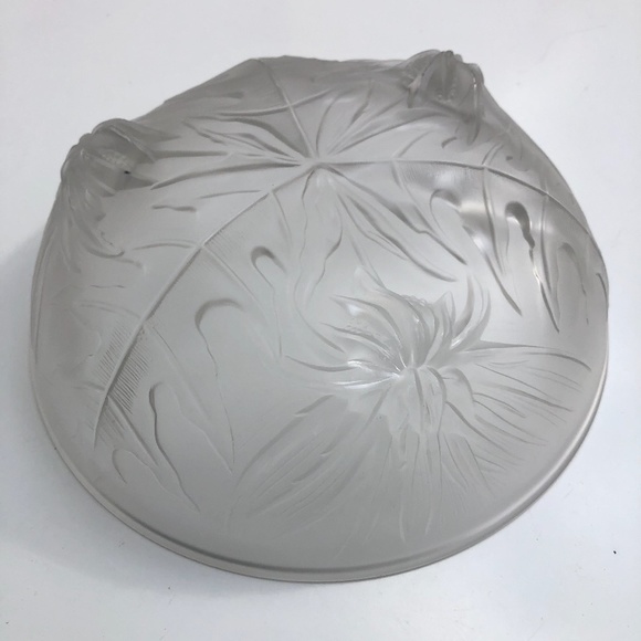 vintage frosted glass footed round bowl thistle console bowl AS IS small chips - Picture 9 of 15